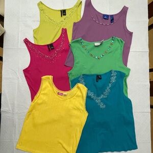 Bundle of 6 Women's Size XL Tank Tops - New Directions, Kim Rogers, Capagallo